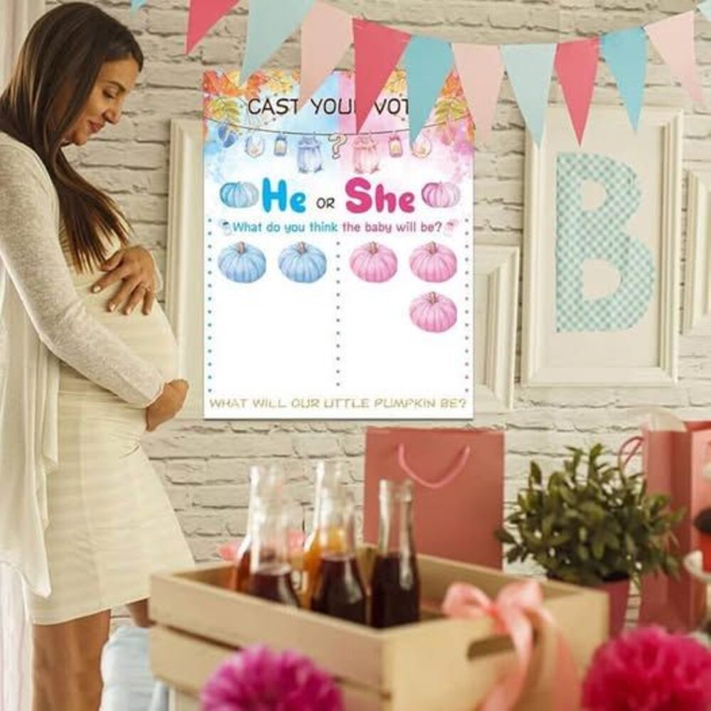 Pumpkin Gender Reveal Voting Game Set Baby Shower